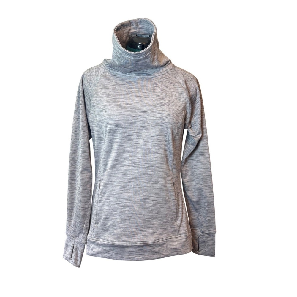 Kyodan Outdoor Cowl Neck Pullover Gray Thumbhole Zip Pocket Womens‎ L Hiking